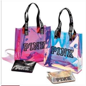 NWT Iridescent tote bag and pouch PINK